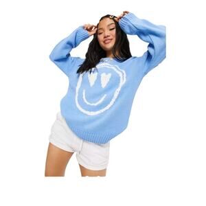 ASOS designs smiley face sweater size 2 small petite woman’s blue
